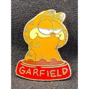 VTG 78 Garfield Cat Food Dish Cloisonne United Features Syndicate Lapel Pin